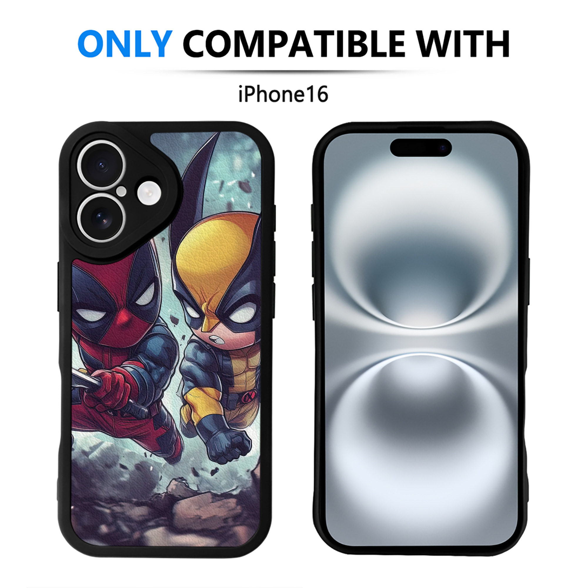 （画像用） Deadpool デッドプール 【iPhone 16シリーズ対応】シリコンスマホケース（レザー調） 材質：シリコン